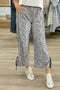 High Waist Abstract Animal Print Side Tie Cropped Pants